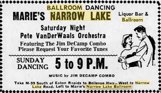Narrow Lake Ballroom - June 19 1965 Name Change (newer photo)
